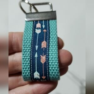 Teal Navy Pink Arrow print handmade Mini Key Fob, women's Keychain key holder